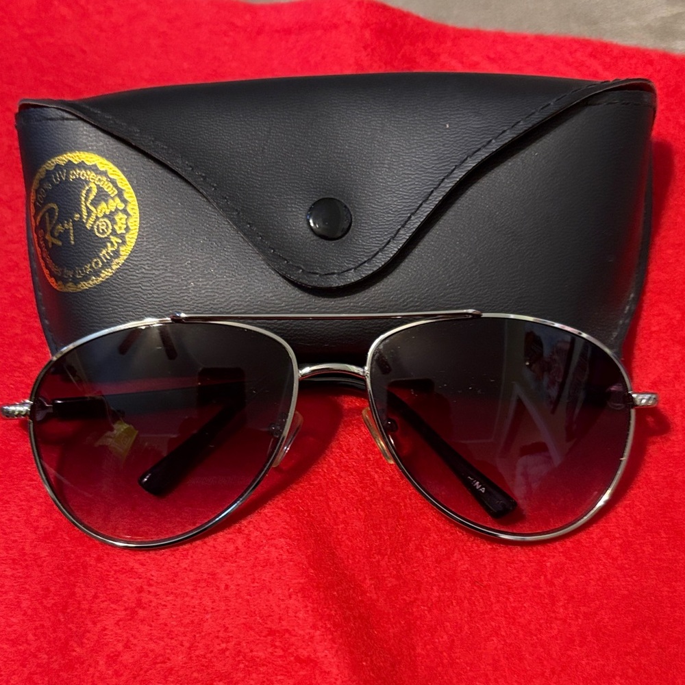 Ray-Ban Silver Frame Sunglasses with Gradient Black Lenses